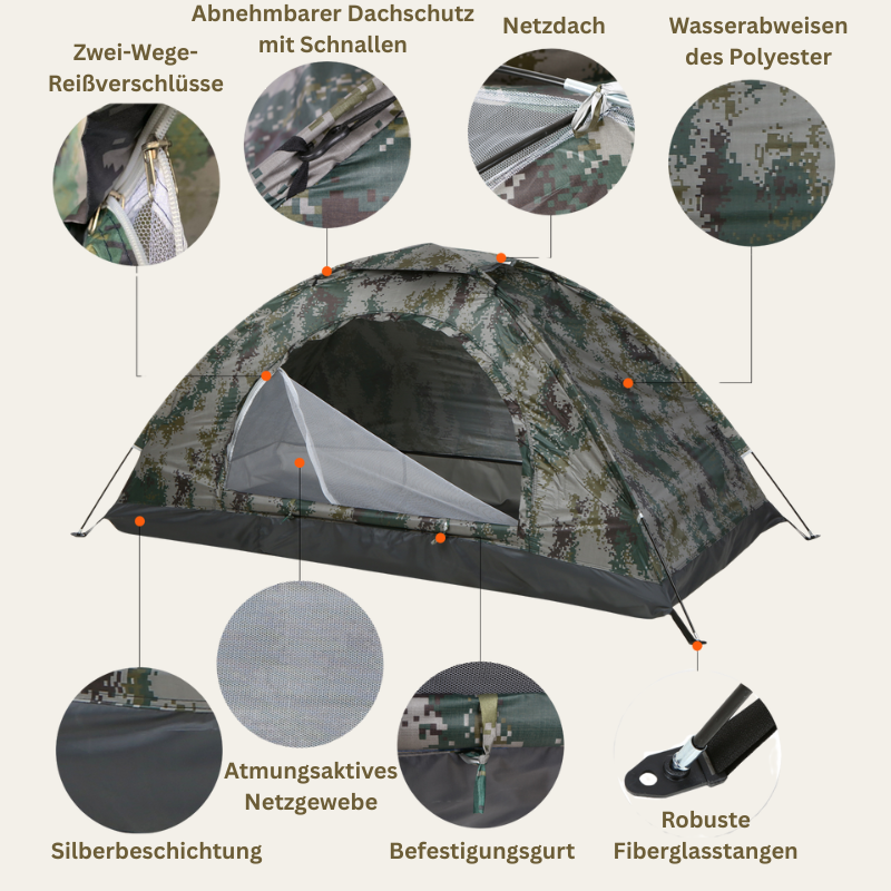 Blitzkuppel – Leichtes Pop-Up Zelt für 1–2 Personen, wetterfest & sofort einsatzbereit