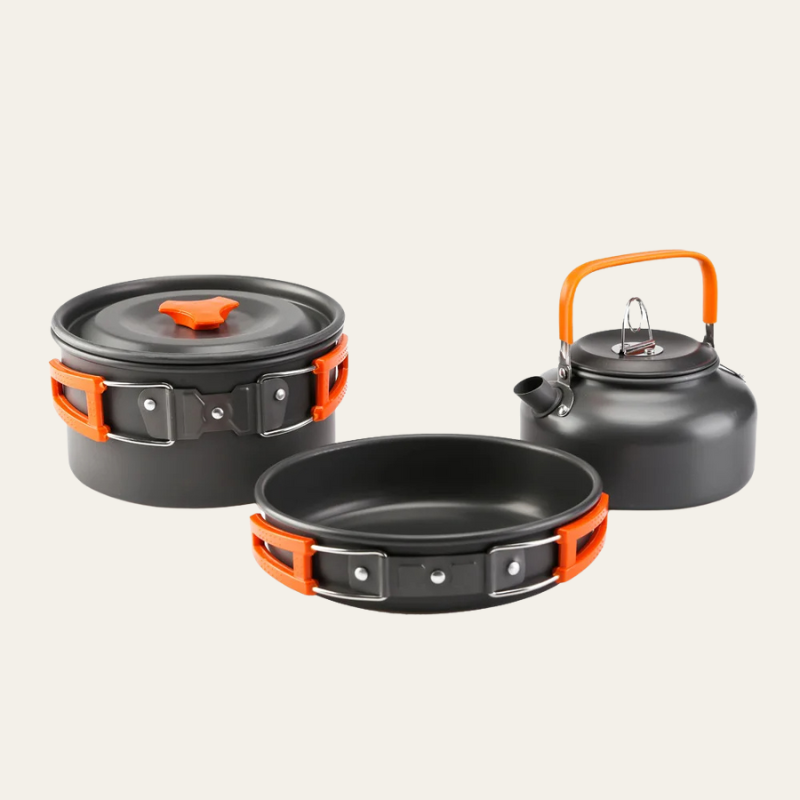 CookMate Compact – 13-teiliges Camping-Kochset für 2–3 Personen (faltbar & hitzebeständig)