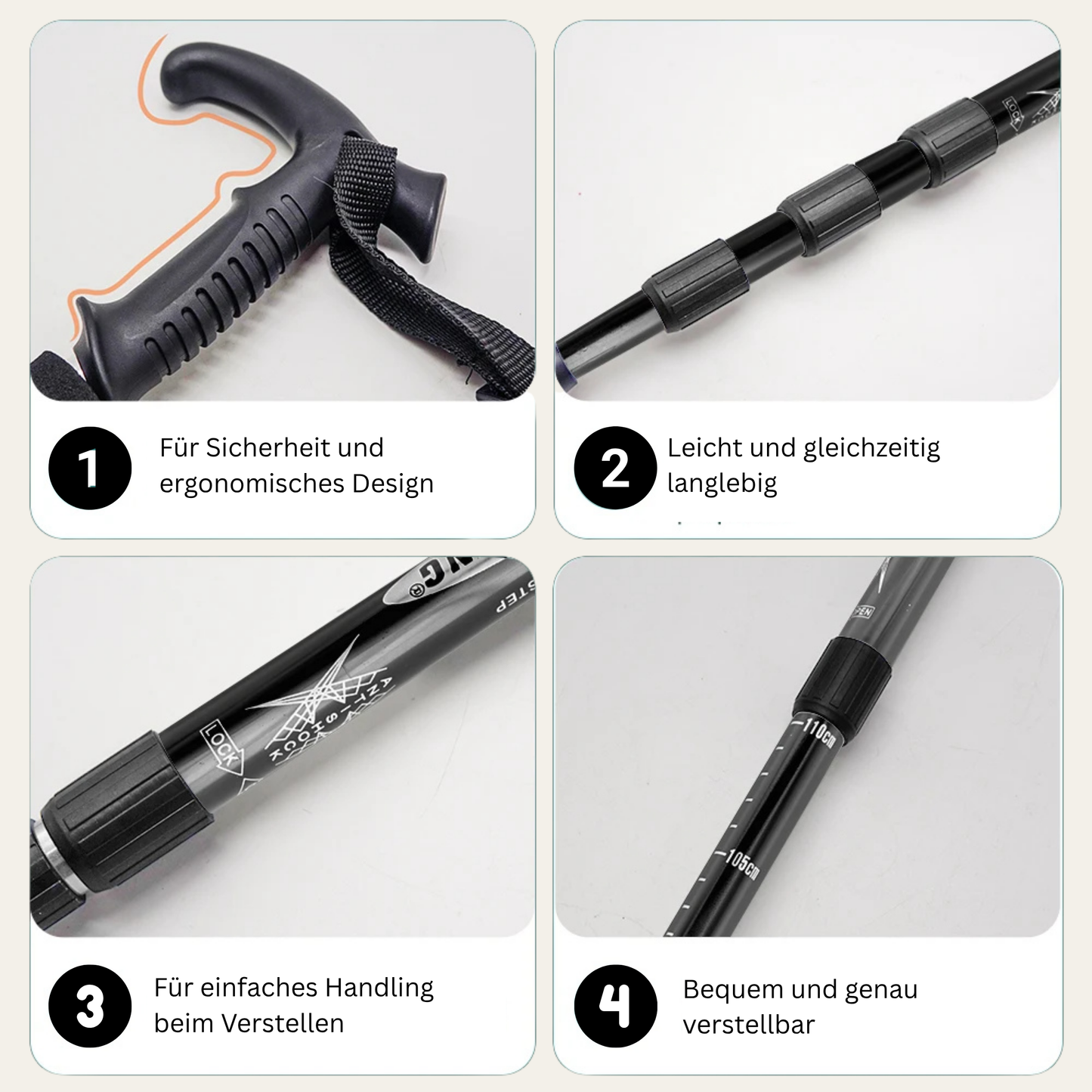 Alpenstab T-Fold – Faltbarer Trekkingstock mit T-Griff, verstellbar & robust für Wandern & Bergtouren