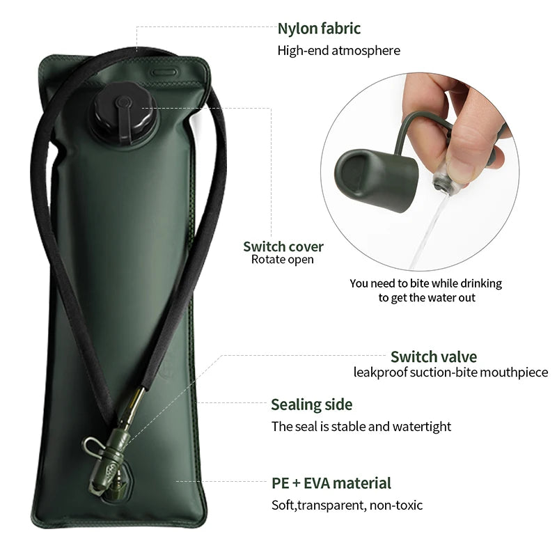 AbenteuerDurst – Leichter Trinkrucksack mit 3L Trinkblase & Rückenfach