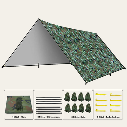 Stormcover Ultra – Wasserdichte Camping-Plane mit UV-Schutz, vielseitig & extra groß für Gruppen & Outdoor-Schutz