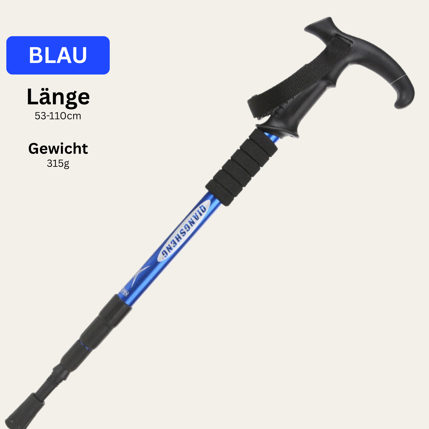 Alpenstab T-Fold – Faltbarer Trekkingstock mit T-Griff, verstellbar & robust für Wandern & Bergtouren