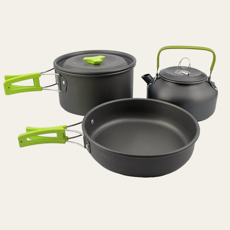 CookMate Compact – 13-teiliges Camping-Kochset für 2–3 Personen (faltbar & hitzebeständig)