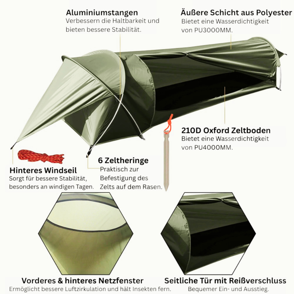 Ridgecamp Solo – Ultraleichtes 1‑Personen-Zelt mit Aluminiumgestänge