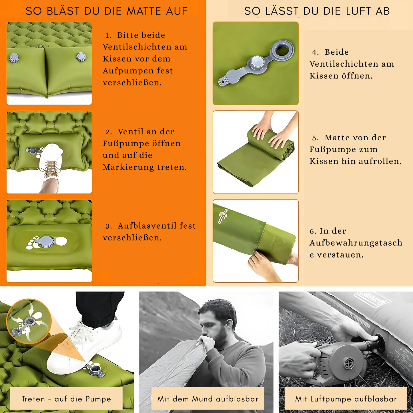 Duoplus Air – Aufblasbare Doppel-Campingmatratze mit Kissen