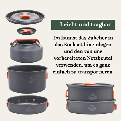 Widesea CookMate – Faltbares Outdoor-Kochgeschirr-Set aus Aluminium (850g)