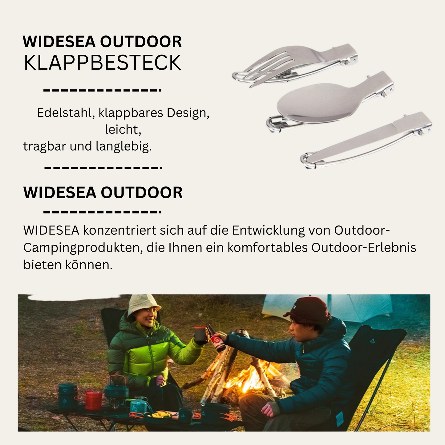 CampMate Fold – Faltbares Edelstahl-Besteckset (3-teilig)