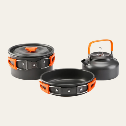 CookMate Compact – 13-teiliges Camping-Kochset für 2–3 Personen (faltbar & hitzebeständig)