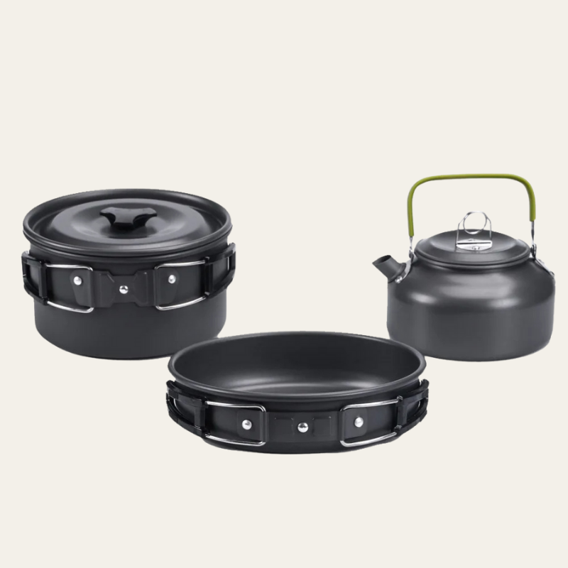 CookMate Compact – 13-teiliges Camping-Kochset für 2–3 Personen (faltbar & hitzebeständig)
