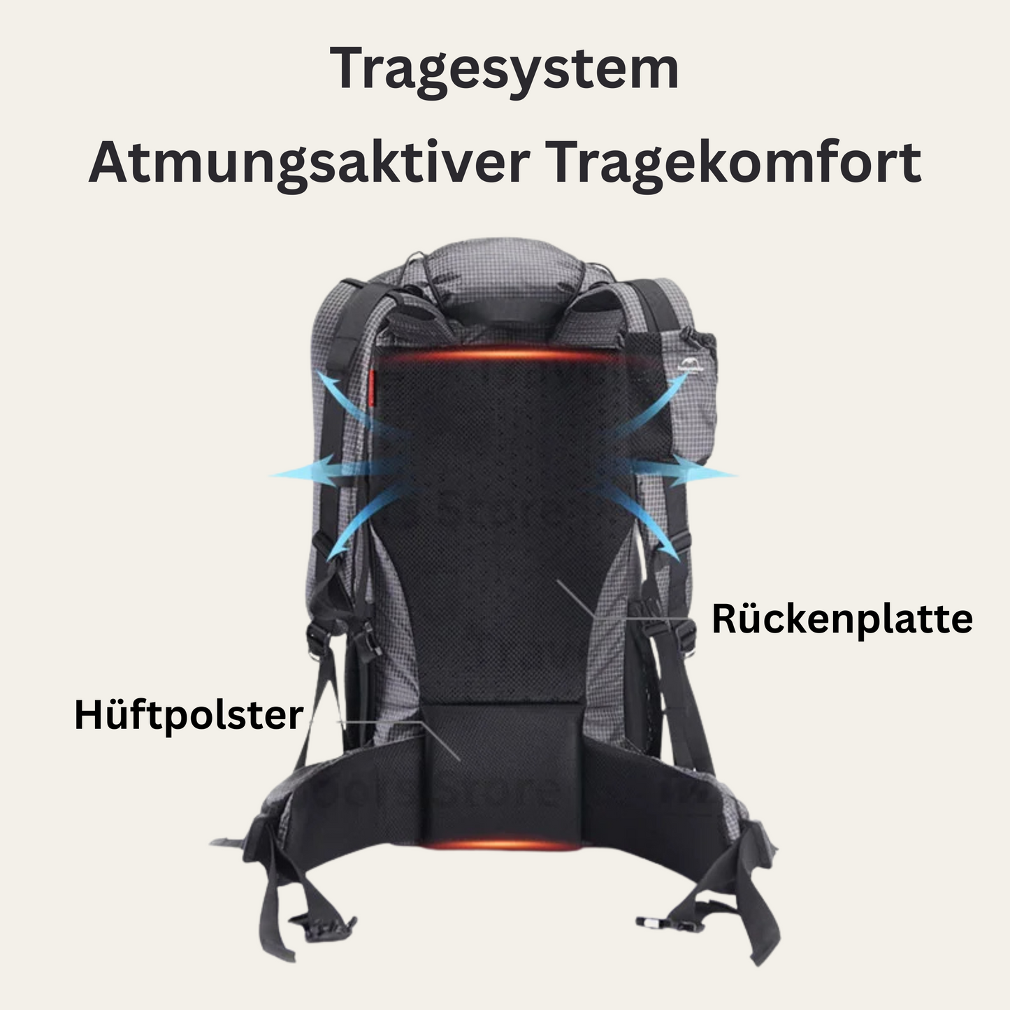 Rocktrail Pro – Ultraleichter Wanderrucksack (40–60L) aus reißfestem Nylon mit Regenschutz