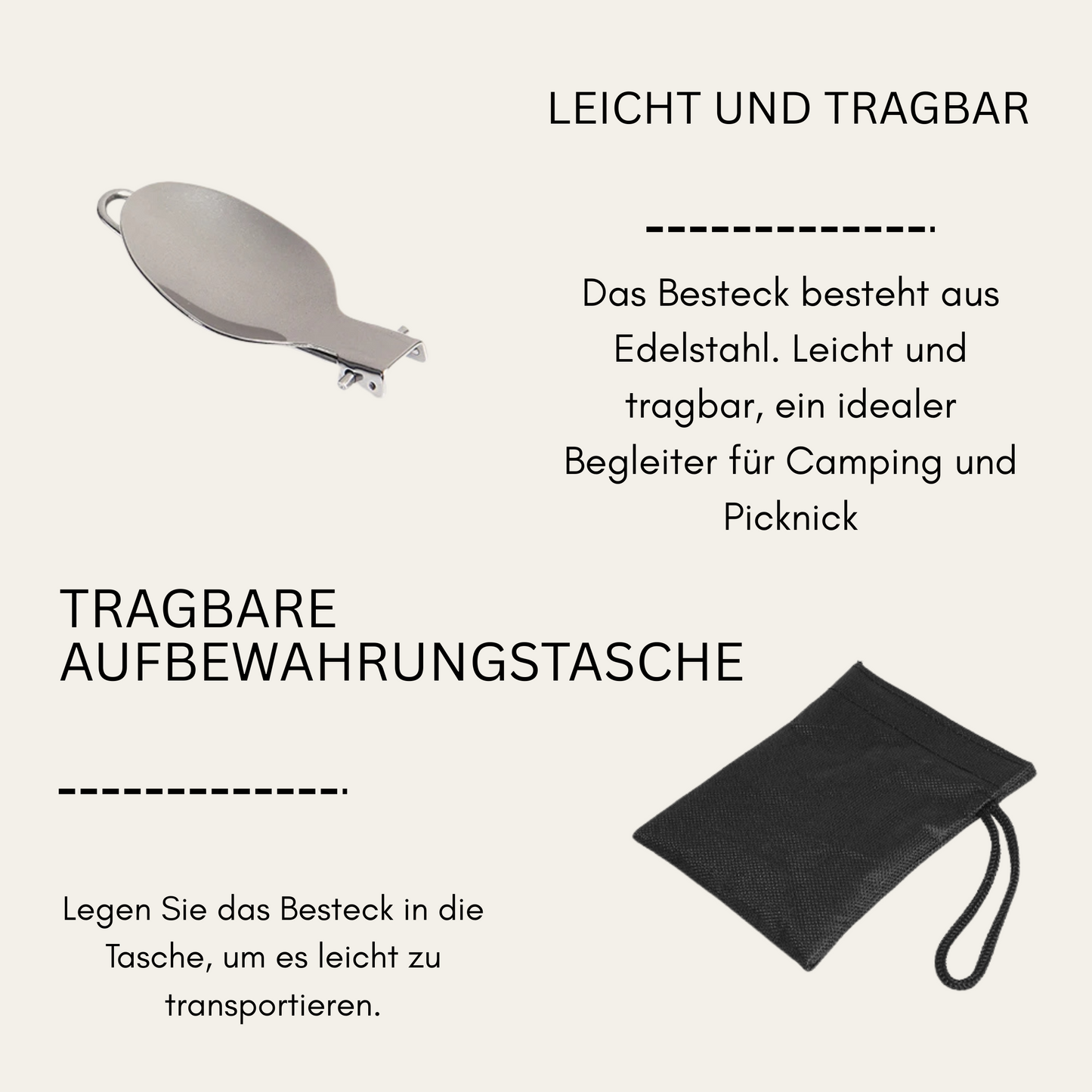 CampMate Fold – Faltbares Edelstahl-Besteckset (3-teilig)