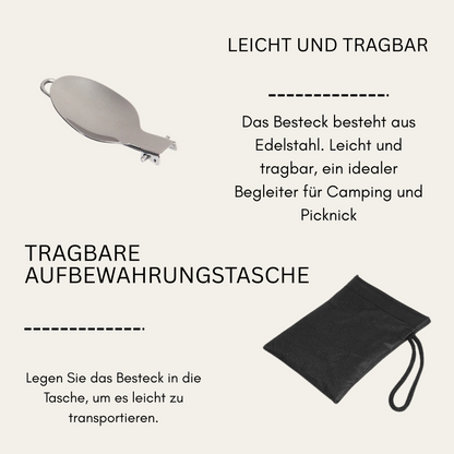 CampMate Fold – Faltbares Edelstahl-Besteckset (3-teilig)