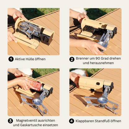 FireNest Fold – Faltbarer Gaskocher mit Zündsicherung & 2600W Leistung