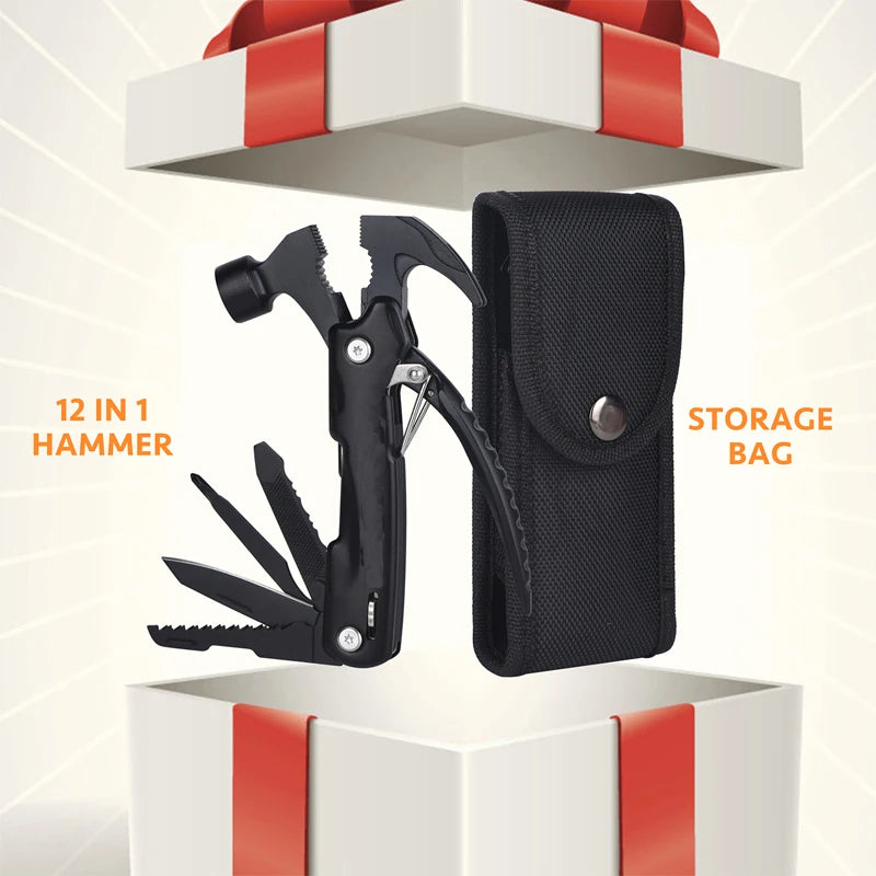 Multitool Hammer 12-in-1 – Dein Outdoor-Helfer für jede Lage!