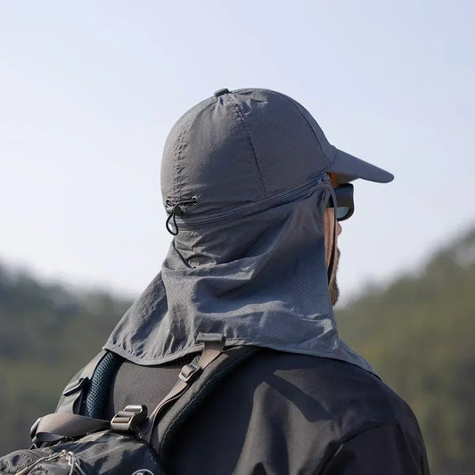 1Pcs Summer Sun Protection Baseball Cap with Detachable Neck Flap  360° Visor Hat for Mens Outdoor Hiking Fishing Shawl Sun Hats