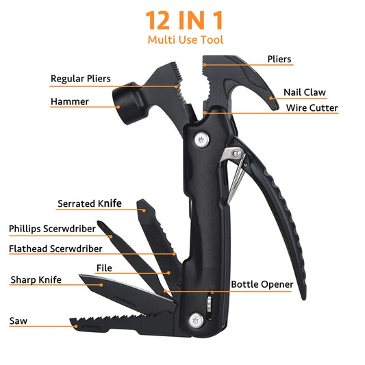 12 in 1 Multi-Purpose Tool, Unique Birthday Gifts for Men, Cool Stuff Gifts, Camping Cool Stuff, Father's Day, Christmas Gifts