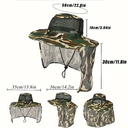 Camouflage SunShield – Atmungsaktiver Outdoor-Hut mit Nackenschutz
