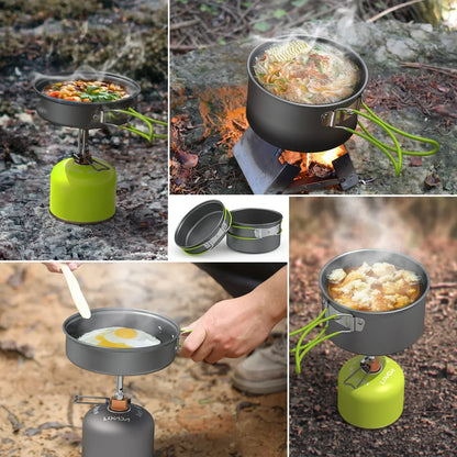 Lixada Portable Outdoor Tableware Camping Cookware 2-3 People Multifunctional Portable Cooking Set for Outdoor Stove