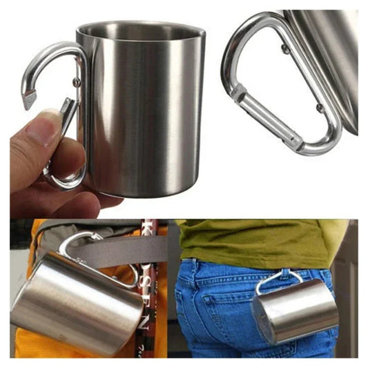 1 Stück Tragbarer Edelstahl-Wasserbecher für Outdoor-Aktivitäten – Langlebiger Campingbecher aus hochwertigem 201 Material