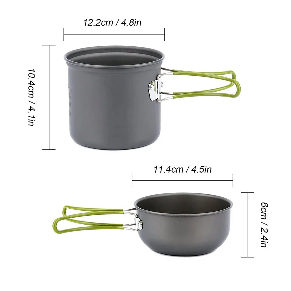 Ultraleichtes Camping Kochgeschirr Set – Mess Kit für Outdoor-Aktivitäten wie Wandern, Trekking, Picknick, Angeln und Bergsteigen