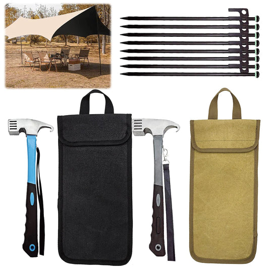 8/4PCS Camping Tent Stakes and Hammer Set Pegging Ground Nails 30cm Heavy Duty Forged Steel Tent Pegs Outdoor Camping Supplies