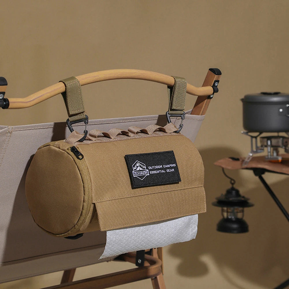 Tragbare wasserdichte Outdoor-Taschentuchbox aus Polyester - Hängender Serviettenhalter für Picknick, Camping und Wandern